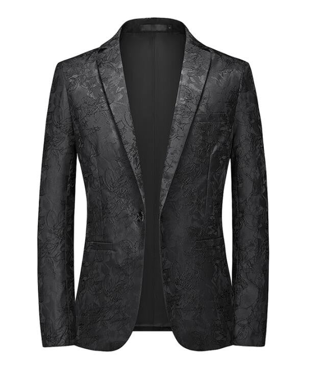 Classic Black Jacquard Suit Male Business Casual Coat Size 6XL-S Fashion Men Wedding Party Tuxedo Dress Blazers Slim Fit Tops