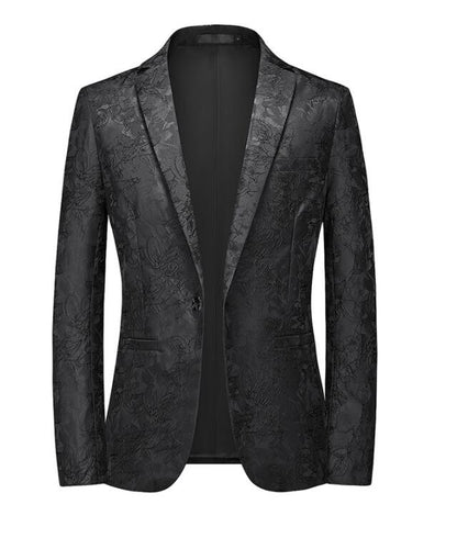 Classic Black Jacquard Suit Male Business Casual Coat Size 6XL-S Fashion Men Wedding Party Tuxedo Dress Blazers Slim Fit Tops