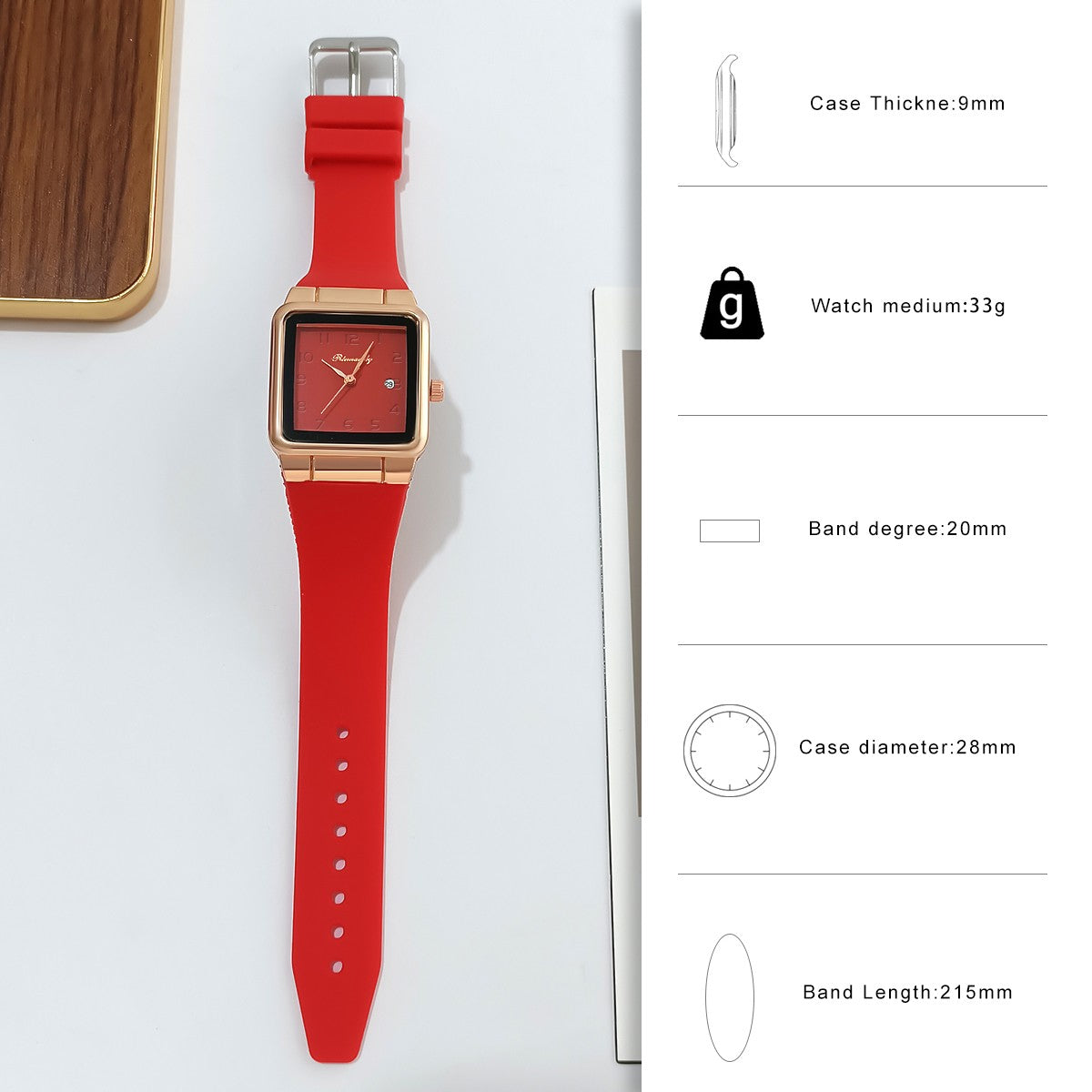 Manufacturer's in stock foreign trade new leisure sports scale calendar square silicone strap quartz women's watch watch watch