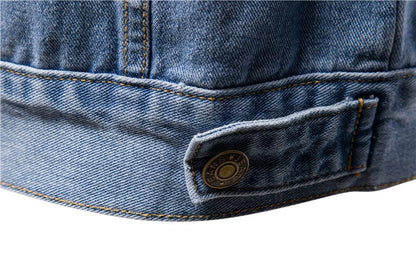 Men Denim Coat Casual Coats Turn Down Collar Full Sleeve Jackets Single Breasted Regular Pocket Button Jacket Splice Autumn