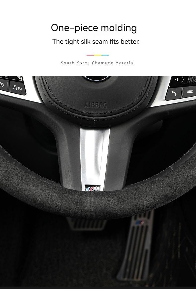 Suede Cover for All Seasons Auto Steering Wheel Cover Ultra-thin Non-slip D-shaped Round Breathable Car Steering Wheel Protector