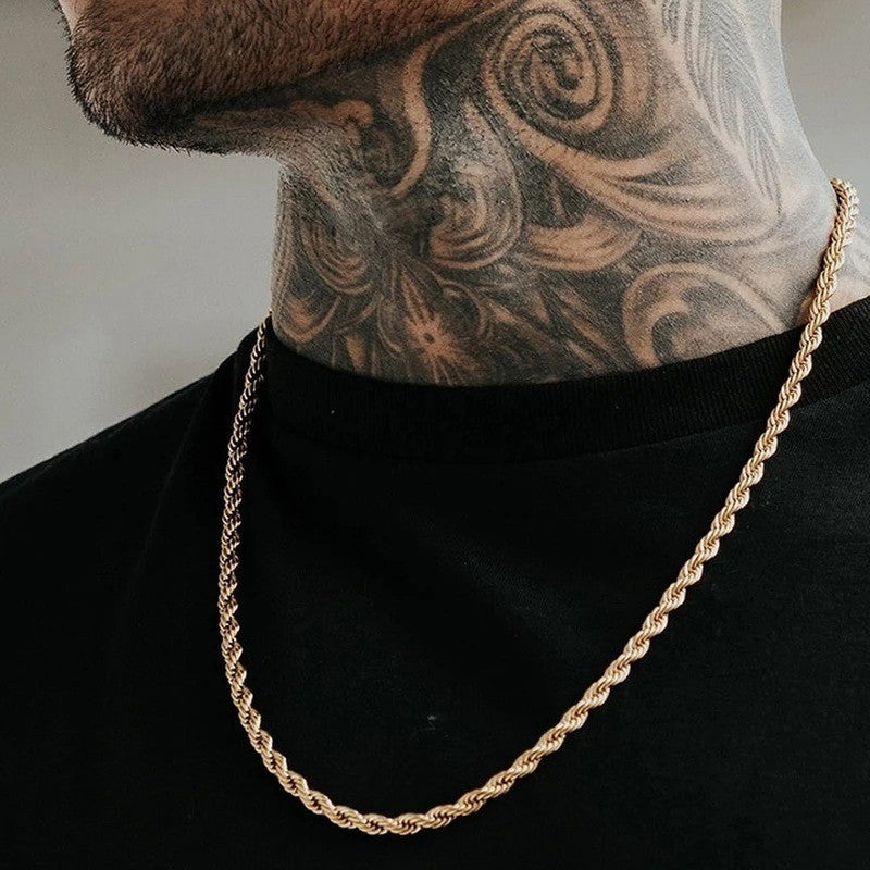 Colar 3mm Clássico de Aço Inoxidável Torcido Corrente Longa Pingente para Homens Mulheres Estilo Punk Hip Hop Rock Personalidade Gargantilhas Joias