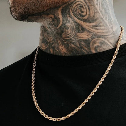 Colar 3mm Clássico de Aço Inoxidável Torcido Corrente Longa Pingente para Homens Mulheres Estilo Punk Hip Hop Rock Personalidade Gargantilhas Joias