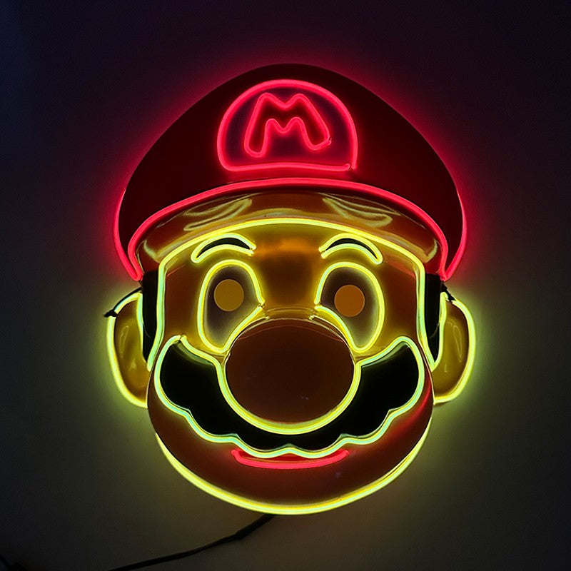 Funny Glowing Masquerade Disguise Mask Props Adult Kids Game Theme Cosplay Luminous Mask Carnival Neon Light Up Supplies