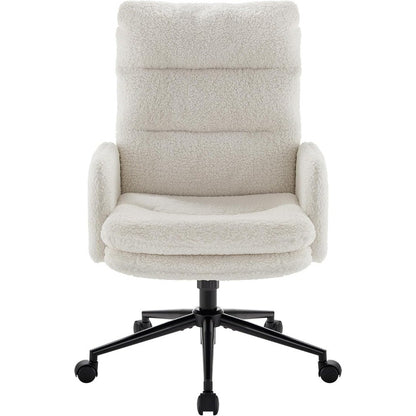 High-Back Home Office Chair,Upholstered Desk Chair with Armrests,Height Adjustable Armchair with Wheels,Swivel Office Desk Chair