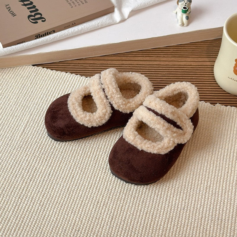 Children's Cotton Shoes 1-18 Years Old Beige Padded Thickened Boys Girls Walking Shoes Brown Soft Bottom Non-slip Kids Fur Shoes