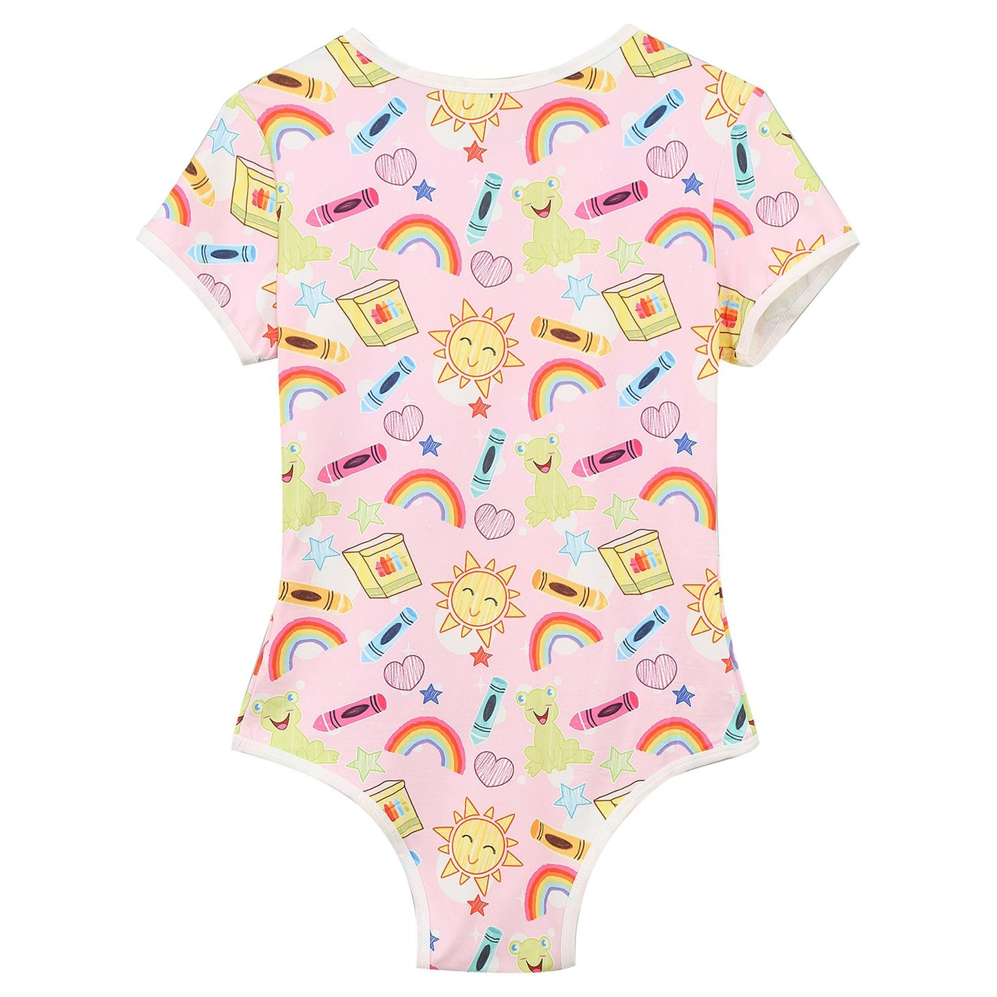 Mens Cute Cartoon Print Bodysuit Sissy Pajamas Short Sleeve Buttoned Crotch Diaper Rompers Gay Male Onesies Sleepwear Loungewear