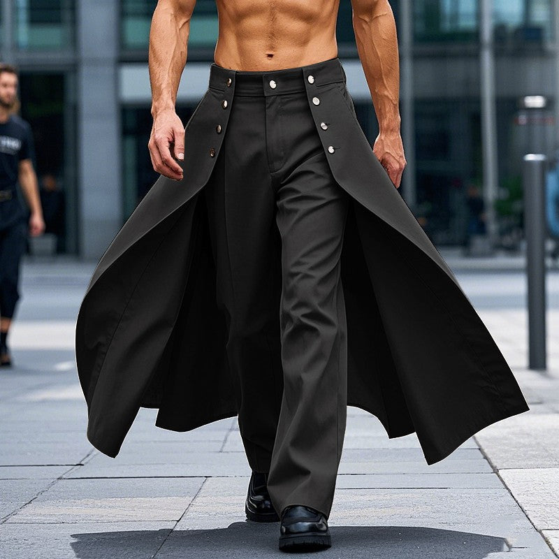 INCERUN Men Irregular Pants Solid Color Button Joggers Loose Casual Trousers Men Streetwear 2025 Fashion Male Long Pants S-5XL