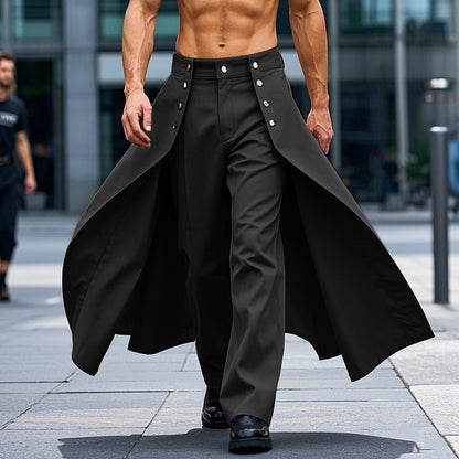 INCERUN Men Irregular Pants Solid Color Button Joggers Loose Casual Trousers Men Streetwear 2025 Fashion Male Long Pants S-5XL