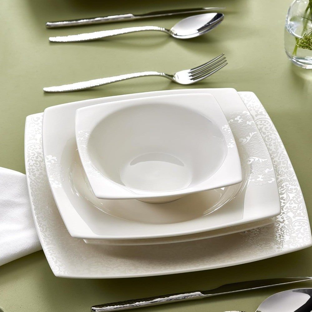 Karaca New Flava 24-Piece Porcelain Dinnerware Set - Elegant Dinner, Pasta, and Side Plates for Six