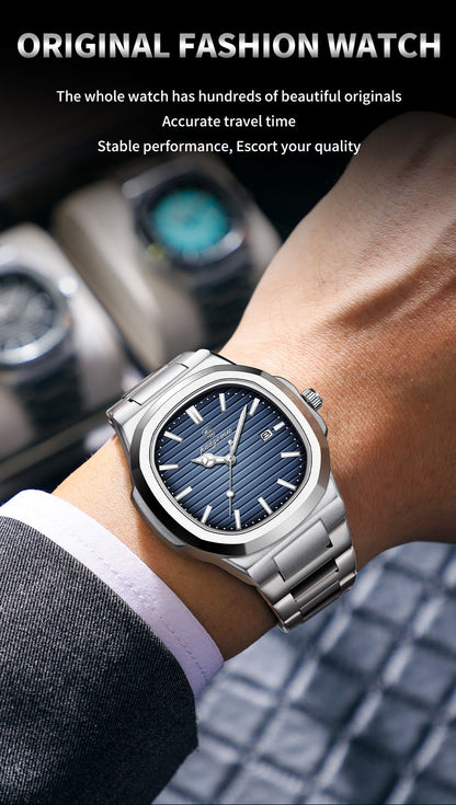 POEDAGAR Luxury Men Quartz Watch Waterproof Date Week Luminous Wristwatch Stainless Steel Men's Watches Male Clock Sports Reloj