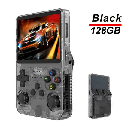 Console de Videogame Portátil Retrô R36S Sistema ARKOS Tela IPS de 3,5 Polegadas Clássico Player de Vídeo Portátil de Bolso Presente de 128G com Jogos