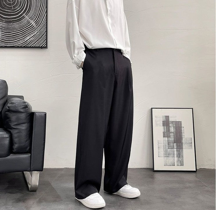Trousers For Men Brown Fluid Draped Baggy Stylish Tailoring Summer 2025 Man Suits Pants Clothing Premium Thin Casual Up