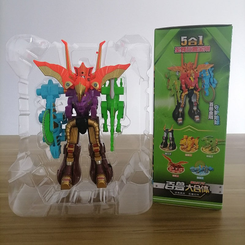 Transformando 5 Em 1 Robô Fera Animais Montagem Transformação Dinozord Deformação Brinquedo Dinossauro Rangers Megazord Boneco De Ação