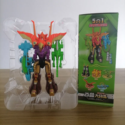 Transformando 5 Em 1 Robô Fera Animais Montagem Transformação Dinozord Deformação Brinquedo Dinossauro Rangers Megazord Boneco De Ação