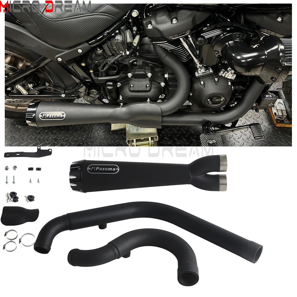 2-in-1 Stainless Steel Motorcycle Exhaust Muffler 1 3/4" to 2" Exhaust Pipes For Harley Low Rider ST Fat Bob FXFB FXFBS 2018-Up