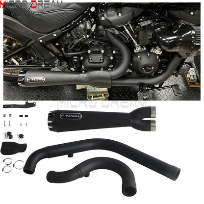 2-in-1 Stainless Steel Motorcycle Exhaust Muffler 1 3/4" to 2" Exhaust Pipes For Harley Low Rider ST Fat Bob FXFB FXFBS 2018-Up
