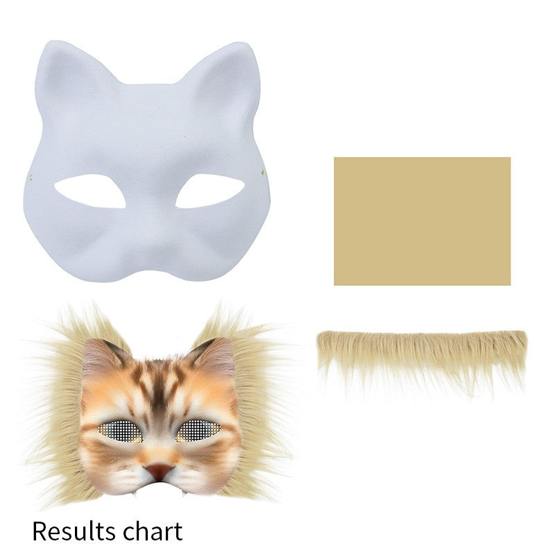 Therian Mask Kit Hand-Made Fox Themed Blank Half Face Hand-painted Mask DIY Masks For Makeup Ball Halloween Party Christmas Gift