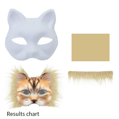 Therian Mask Kit Hand-Made Fox Themed Blank Half Face Hand-painted Mask DIY Masks For Makeup Ball Halloween Party Christmas Gift