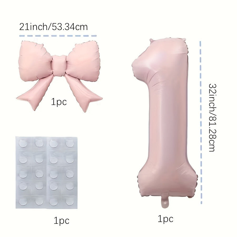 32 Inch Pink Number 0-9 Foil Balloon with Bow – Ideal for Girls Wedding Birthday Party Decorations