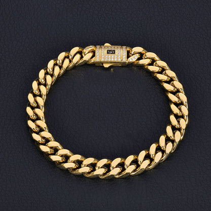 Pulseira ESKEEM Hip Hop Monaco PVD Banhado a Ouro 14k Correntes Miami Cuban Link 6/9/11/13MM Aço Inoxidável para Mulheres e Homens