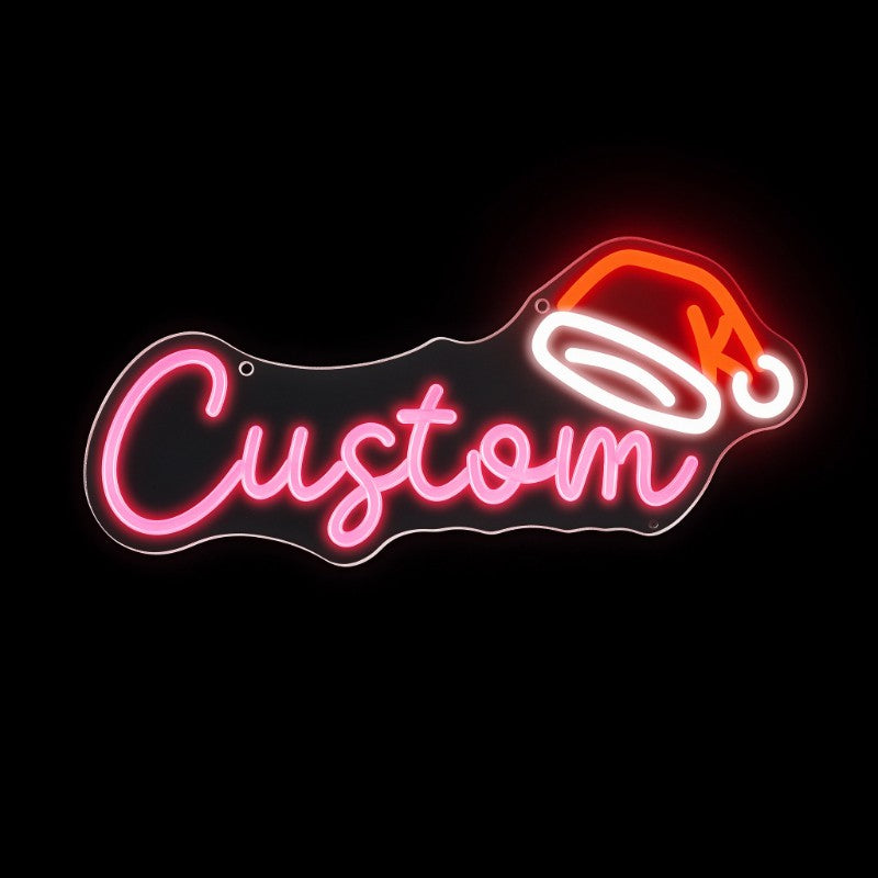 Custom Text and Santa Hat Neon Sign Creative LED Christmas Light Wall Decor Unique Xmas Gift for Home Party Holiday Decoration