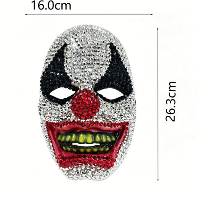Glitter Full Rhinestone Clown Mask, Crystal Evil Clown Full Face Mask for Halloween, Cosplay, and Themed Costume Events