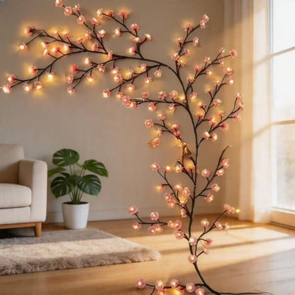 LED Cherry Blossom String Lights USB 8 Modes Artificial Sakura Fairy Vine Light for Bedroom Wall Wedding Party Valentine's Day