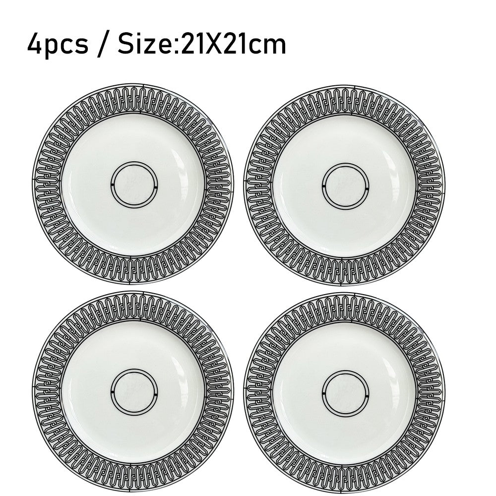 Conjunto de Mesa Elegante em Porcelana Fina Europeia Louça Ocidental Prato de Bife Prato Raso Prato de Dim Sum Faca Garfo Doméstico Prato de Bife