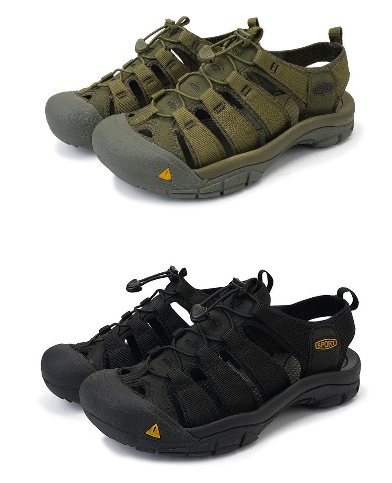 2025 Summer Men's Sandals Thick soled Baotou beach shoes Outdoor oversized casual Shoes Male lightweight hollow sandals Homme