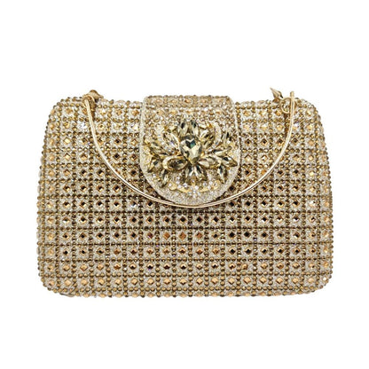 Sparkling Rhinestone Clutch Bag Lady Crystal Evening Purse Luxury Metal Handle Chain Handbag Wedding Party Dinner Diamond Bags