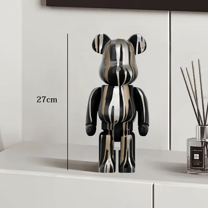 Estátua Urso Graffiti 27cm Bloco Tinta Urso Decoração Enfeites de Resina para Desktop Decoração de Casa Sala de Estar Urso Escultura de Chão Presentes