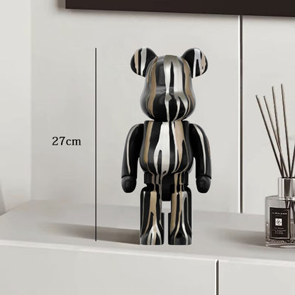 Estátua Urso Graffiti 27cm Bloco Tinta Urso Decoração Enfeites de Resina para Desktop Decoração de Casa Sala de Estar Urso Escultura de Chão Presentes