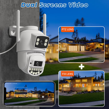10MP 5K Wifi IP Camera Outdoor 2.4GHZ 5GHZ PTZ Surveillance Camera Dual Lens Dual Screens Email Alert 4K Security Protection