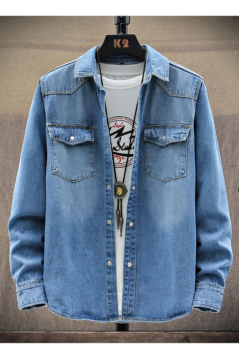 2025 Autumn New style high quality Denim shirts Men's fashion Casual Long Sleeve