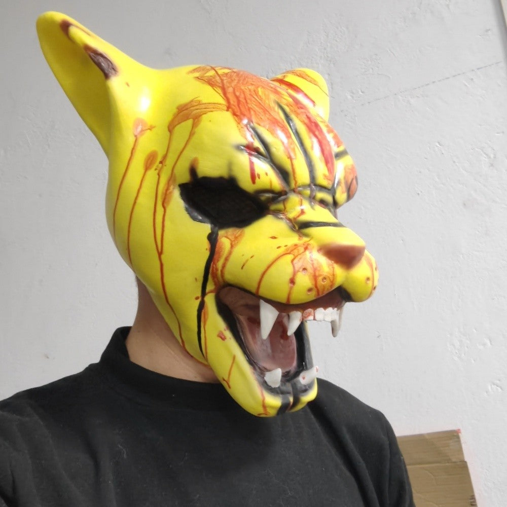 Hotline Miami Tony Tiger Mask Game Cosplay Funny Animal Head Cover Horror Tiger Mask Halloween Party Prop Bloody Tiger Mask