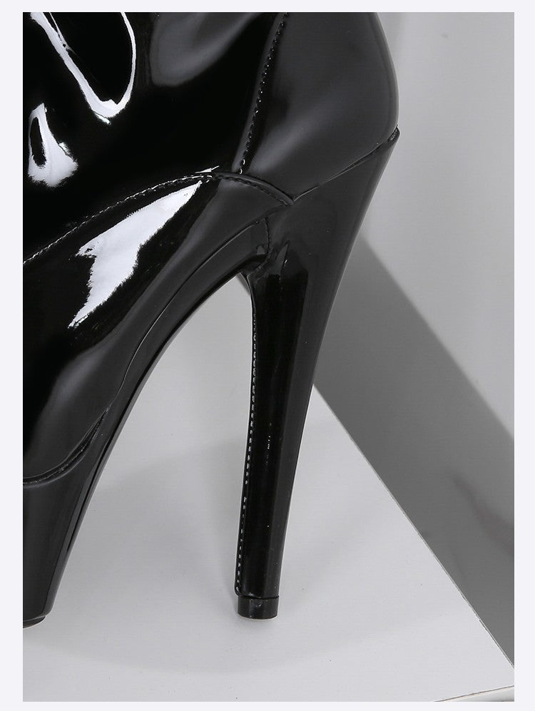 New Black Pole Dancing Long Shoes Night Club Party Queen Boots Over the Knee Boots High Heels Women Boots Sexy Thin Heels Shoes