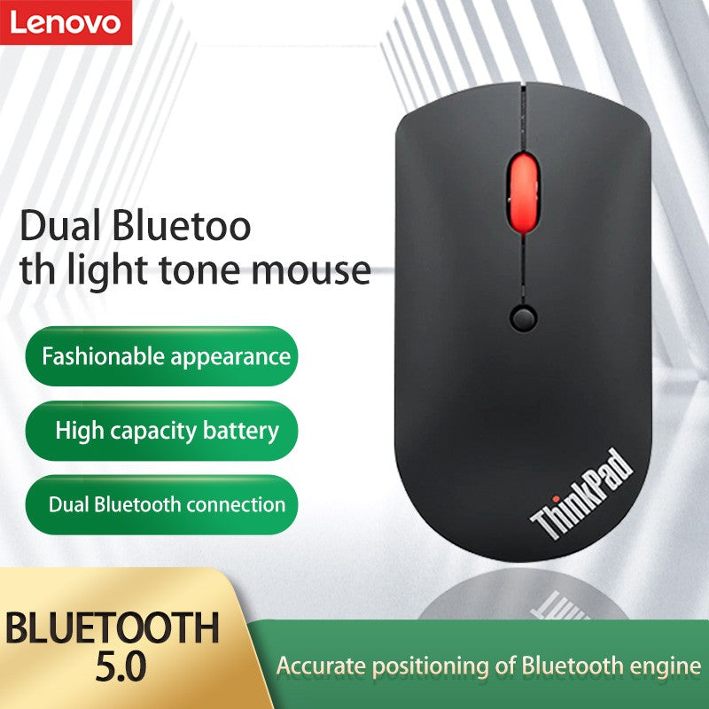 Mouse Sem Fio Lenovo ThinkPad Wireless Mouse 4Y50X88822 Mouse Dual Bluetooth Mouse de Escritório Mouse Laser Preto Mouse Ergonômico Mouse para Notebook