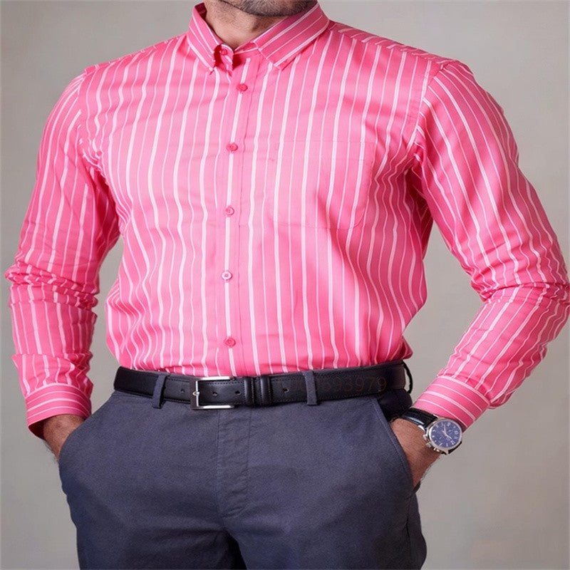 New Men's Striped Casual Shirt Fashion Durable Long Sleeve Business Formal Shirt Comfortable Soft Designer