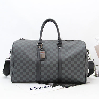 Para homem multifuncional resistente ao desgaste à prova d'água viagem grande capacidade negócios moda xadrez bagagem de mão bolsa de ombro