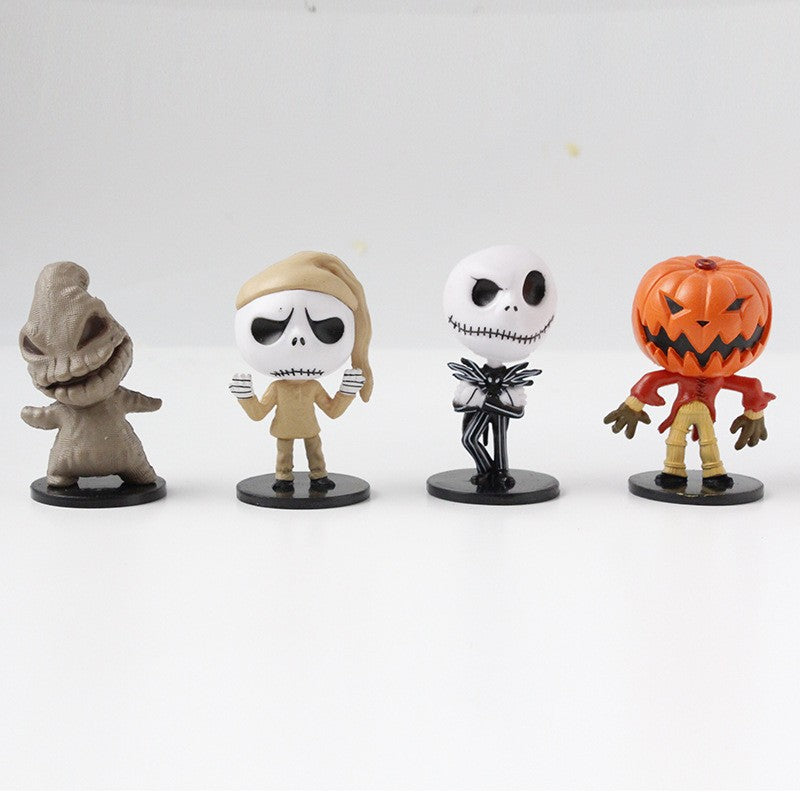 8 Peças / Conjunto Desenho Animado O Pesadelo Sally Skellington Jack Boneco de Ação de Brinquedo Natal PVC Modelo Estatueta de Vinil Presente de Halloween