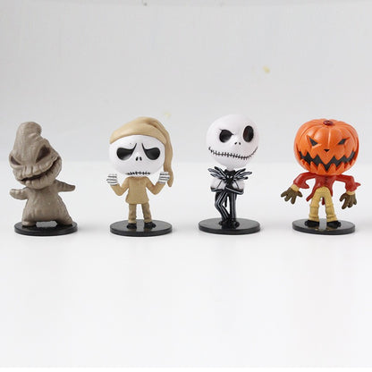 8 Peças / Conjunto Desenho Animado O Pesadelo Sally Skellington Jack Boneco de Ação de Brinquedo Natal PVC Modelo Estatueta de Vinil Presente de Halloween
