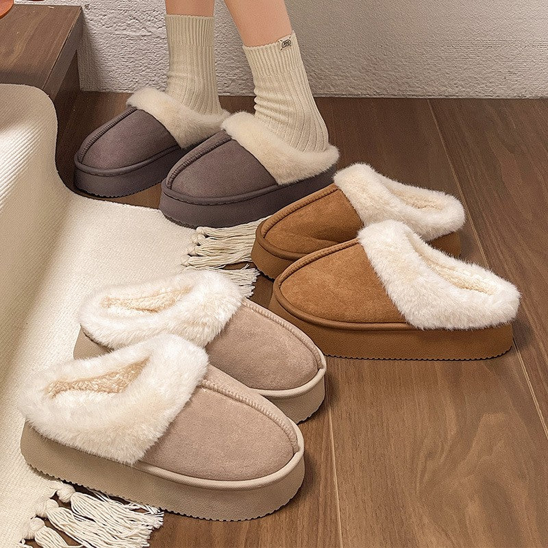 Women's Ankle Snow Boots Winter Fashion Home Platform Low Top Slippers Living Room Rug Shoes Women's Outdoor Warm Non Slip Boots
