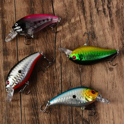 4 Iscas Artificiais Flutuantes Crankbait para Pesca em Água Salgada, Iscas de Arremesso, Crankbait, Peixe Falso