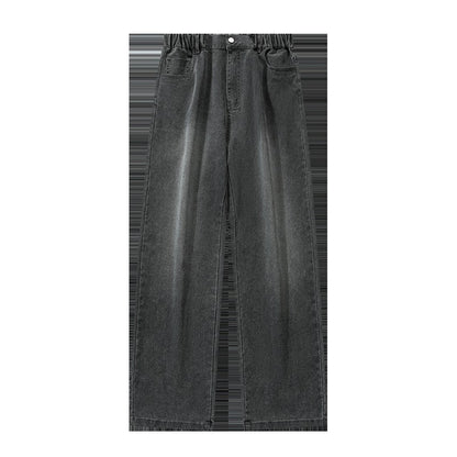Calças jeans masculinas largas de perna reta, cintura alta, plus size, extra longas, 115cm, Primavera 190