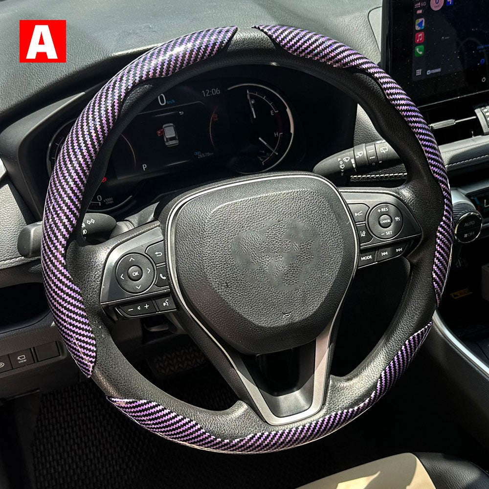 1 par de capas para volante de carro, impulsionador de microfibra, acessórios decorativos internos automotivos, fibra de carbono universal