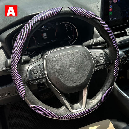 1 par de capas para volante de carro, impulsionador de microfibra, acessórios decorativos internos automotivos, fibra de carbono universal