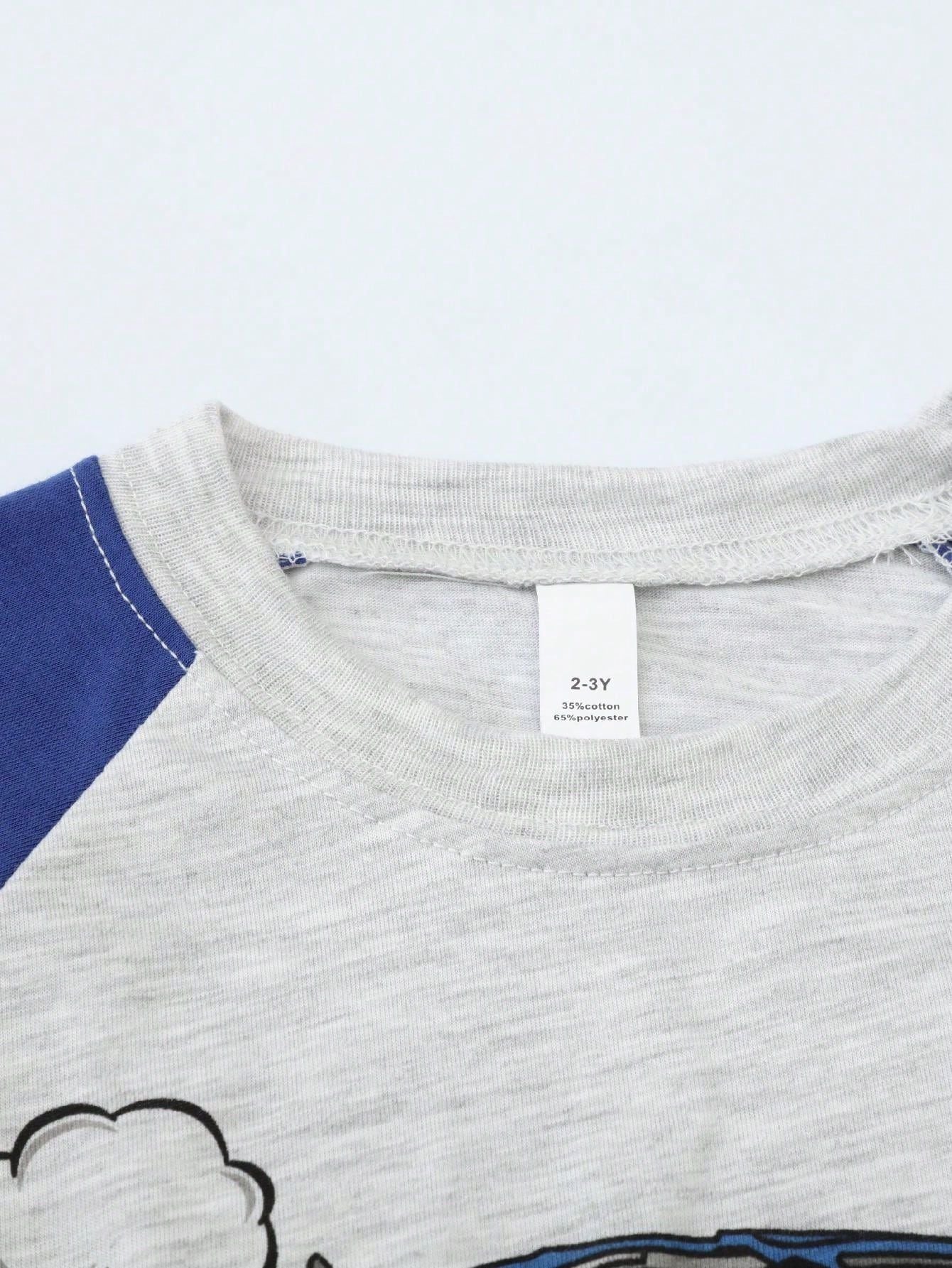 Toddler Boys Long-sleeved Truck Print Pajamas Sets Kids Boy Home Wear Set Cartoon Pajamas Two-piece Set