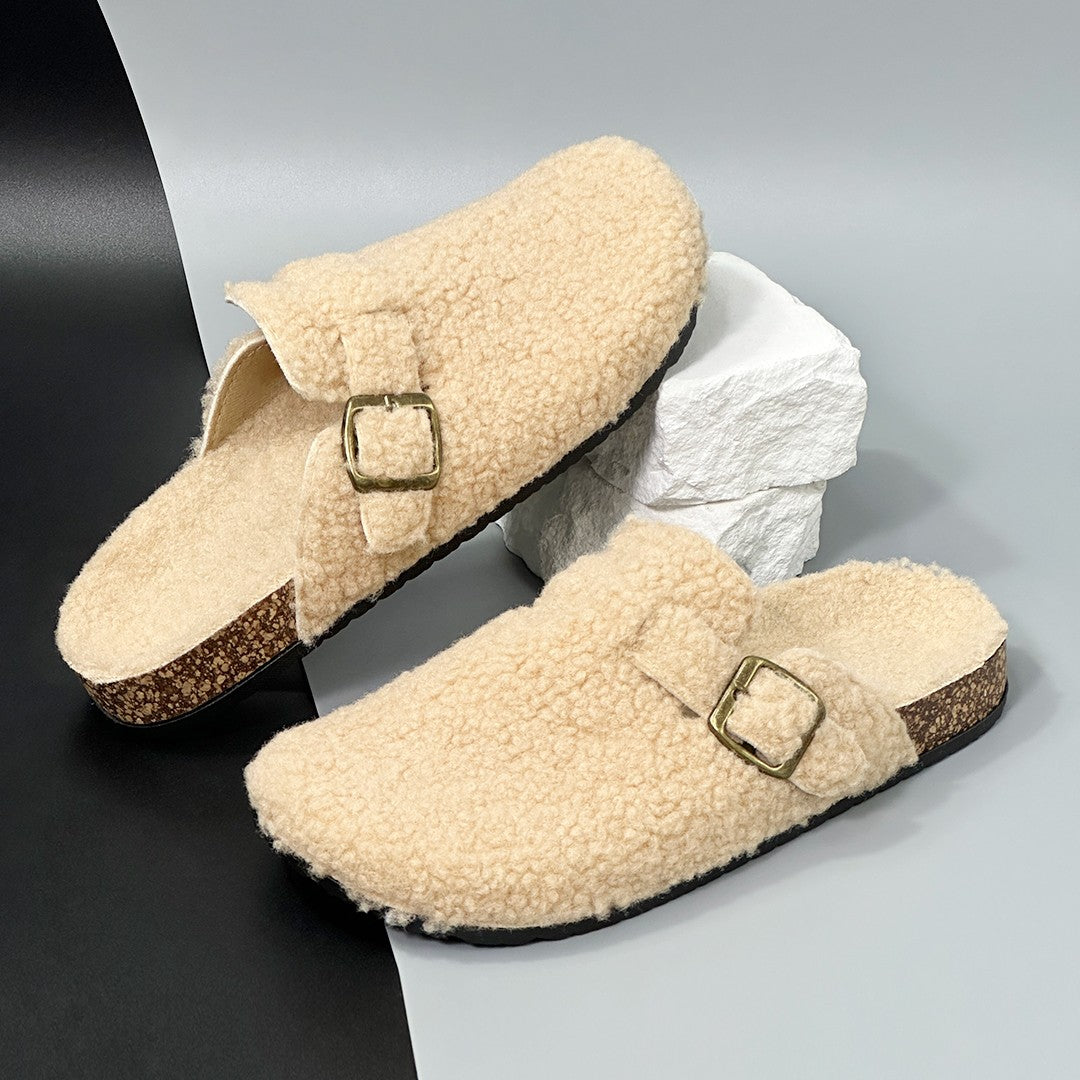 New Fall Winter Women And Men's Slippers With Plush Upper Indoor Outdoor Casual Sandals