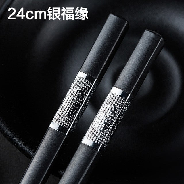 1 Pair Chinese style chopsticks tableware food stick alloy Catering utensils sushi sticks Non-slip Household Kitchen Utensils